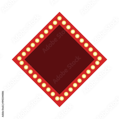 Retro diamond shaped illuminated marquee signboard vector illustration
