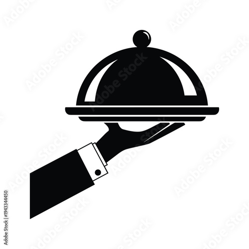 Hand in Suit Serving Food Cloche Icon