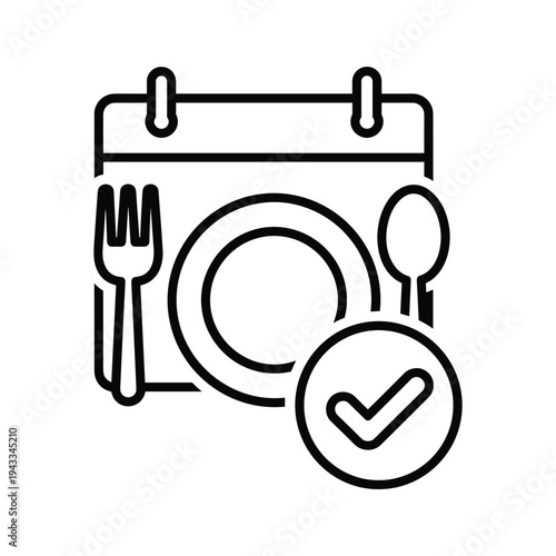 Meal Plan Calendar Icon: Schedule, Food, Nutrition, and Healthy Lifestyle