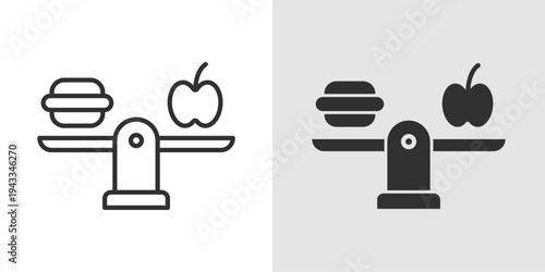 Balanced Diet Icon representing healthy eating, proper nutrition, and a variety of food groups for maintaining overall health and wellness.