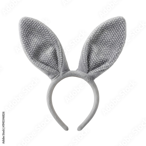 A grey headband with bunny ears on a white background