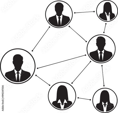 Abstract depiction of a dynamic professional network illustrating human connections and organizational links