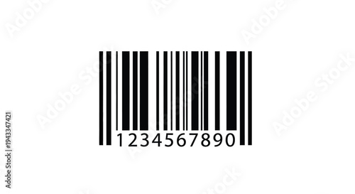 Black barcode with numbers displayed a stark graphic silhouette