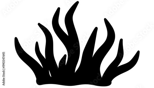seaweed plant black silhouette icon, ocean plant vector, transparent background