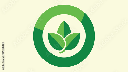 Eco-Friendly Circular Design with Green Leaves: Sustainable Energy and Environmental Conservation Symbol for a Greener Future