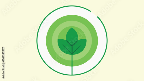 Eco-Friendly Circular Design with Leaf Element: Sustainable Energy and Environmental Protection Concept for a Greener Future, Climate Awareness Illustration