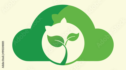 Eco-Friendly Symbol: A Green Cloud Enclosing a Sprout, Representing Sustainable Growth and Environmental Responsibility for a Brighter Future