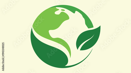 Eco-Friendly World Symbol: A Vibrant Green Illustration Representing Environmental Sustainability, Renewable Energy, and a Healthy Planet for a Brighter Future