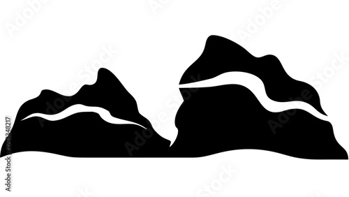 valley landscape black silhouette icon, mountain valley vector, transparent background
