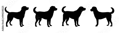 Black dog silhouette vector art illustration of standing dogs pet animal graphic design canine breed image