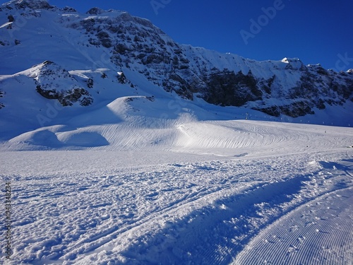 blue sky on snow mountain