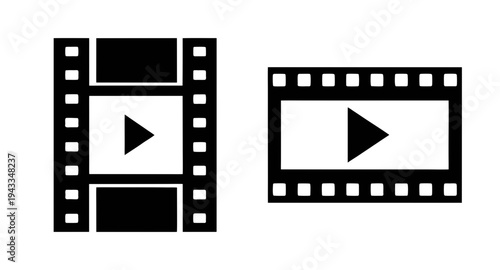 Film strip video play icon vector illustration for movie production and cinema concept design