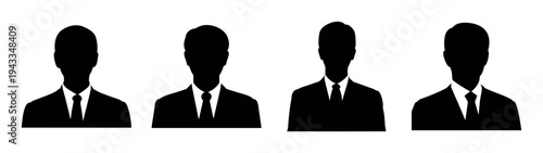Black silhouette people in suits vector illustration for business and corporate designs and presentations