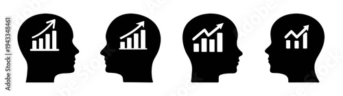 Business growth mindset concept showing positive trends and success in human thinking and ideas