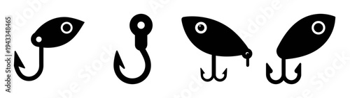 Fishing hooks graphic vector illustration for angling sport and recreational fishing equipment design needs