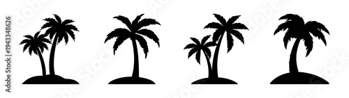 Palm tree silhouette vector design for summer vacation tropical island beach landscape background image
