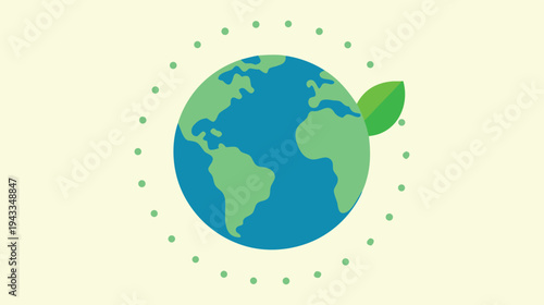 Protecting Our Planet: A Vibrant Illustration of Earth with a Leaf, Symbolizing Environmental Awareness and Sustainable Energy Solutions for a Brighter Future