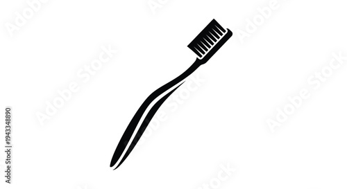 Simple black toothbrush design against a white background silhouette
