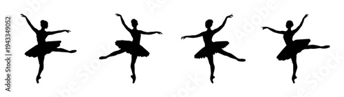 Silhouette ballet dancers vector art design for dance studio logo and wall art decoration ideas