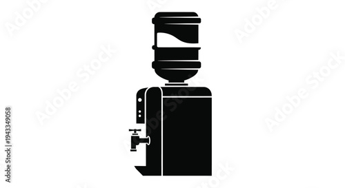 Black water cooler dispenser graphic in a stark silhouette