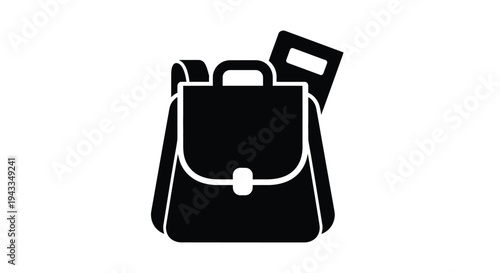Black school bag with books a simple graphic silhouette