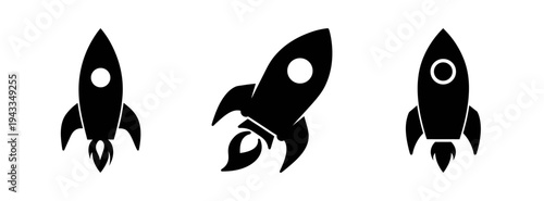 Explore space with black rocket ship vector illustration for space exploration and travel design