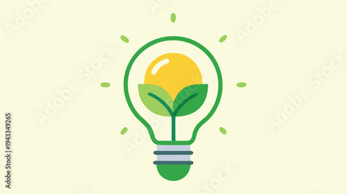Sustainable Energy Concept: A Green Lightbulb with a Leaf Inside, Representing Eco-Friendly Power and Environmental Responsibility for a Brighter Future