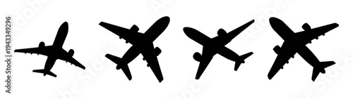 Airplane silhouette vector art: flying aircraft design for aviation enthusiasts and graphic designers