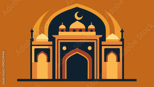 Vector mosque icon, Islamic architecture symbol