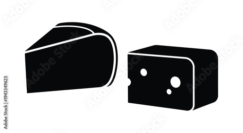 Two cheese blocks in stark contrast a bold graphic silhouette