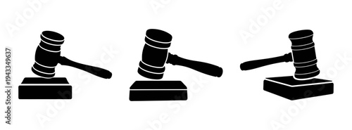 Three black and white abstract sculptures on bases art design vector illustration graphic art