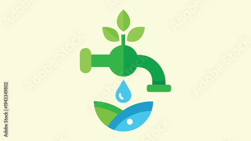 Sustainable Water Resource Icon: Illustrating the Vital Connection Between Nature, Clean Water, and Environmental Conservation for a Greener Future