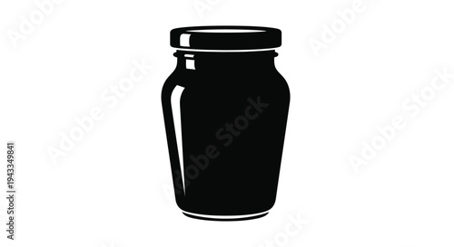 A simple black jar illustration clean and modern silhouette