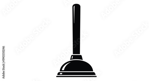 A simple black silhouette of a plunger for cleaning drains