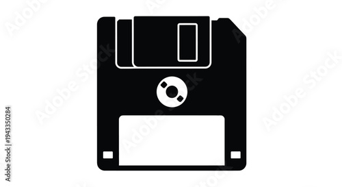 A simple black floppy disk graphic a relic of past technology silhouette