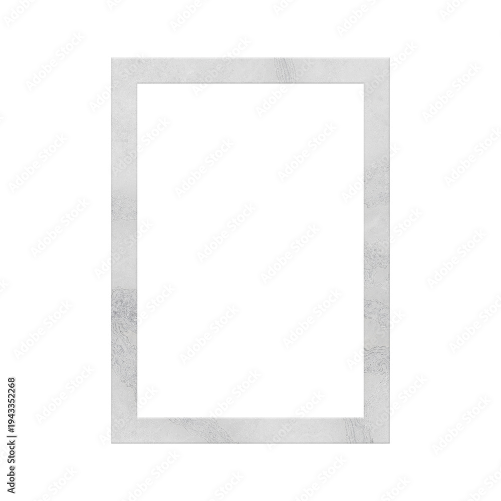 Fototapeta premium Light grey marble frame isolated. Blank stone border mockup.