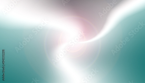 Abstract vector graphic illustration featuring a bright central white light source with circular lens flare effects blending soft red and teal gradient backgrounds for creative design use