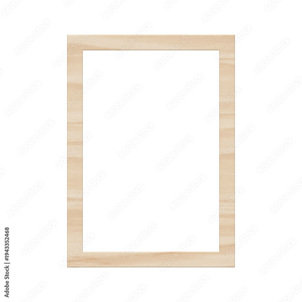 Obraz premium Pale birch wood frame isolated. Blank smooth timber border mockup.