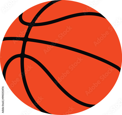 Orange basketball with black lines in minimalist flat style vector illustration
