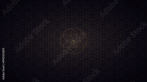 Elegant Golden Seed of Life Sacred Geometry Pattern on Dark Luxury Background