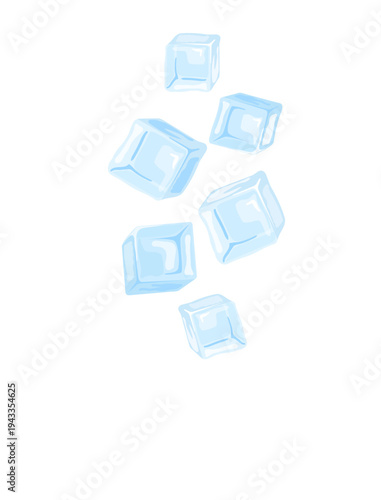 Ice cubes dropping, clear frozen cubes of water providing a revitalizing feeling and a chill vibe