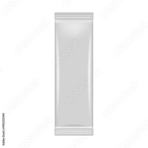 White blank stick sachet packaging providing a mock-up template for various products like instant coffee, sugar, and spices