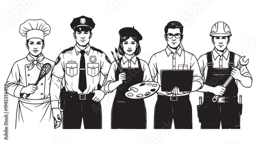 Diverse Professionals Standing Together For Teamwork And Occupation Concepts on transparent background