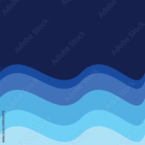 abstract blue wavy layers background with dark navy gradient vector art