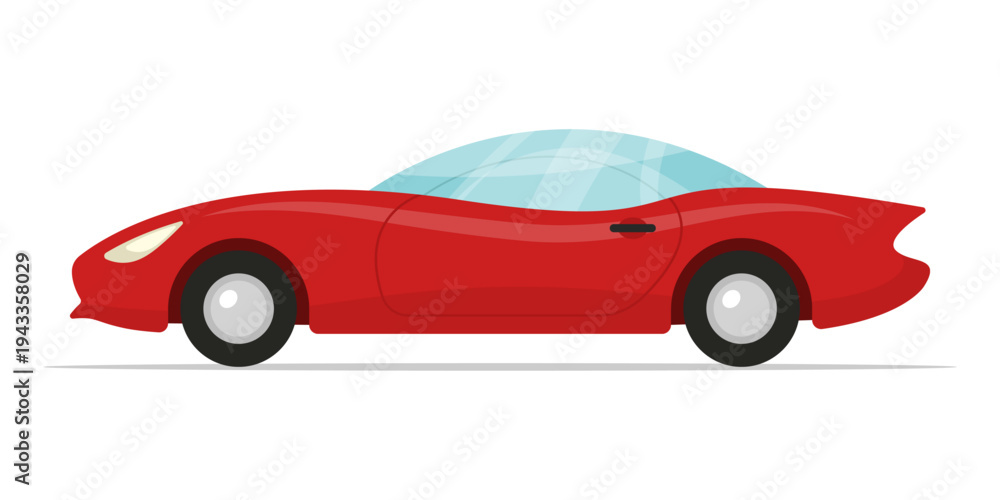 Fototapeta premium Red sports car with a glass roof icon. Colored silhouette. Side view. Vector simple flat graphic illustration. Isolated object on a white background.