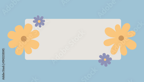 Rectangular frame with flowers. Colored silhouette. Horizontal front view. Vector simple flat graphic illustration. Isolated object on a blue background. Isolate.