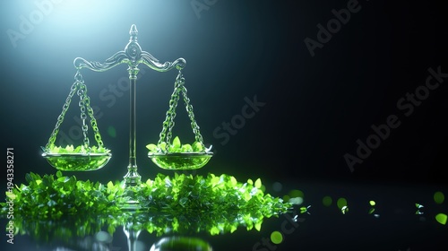 Green Justice Scales Representing Environmental Responsibility and Legal Balance with Nature