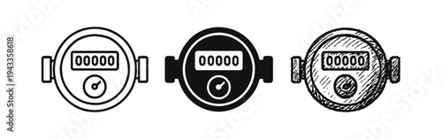 Water Meter Utility Measurement Consumption Icons