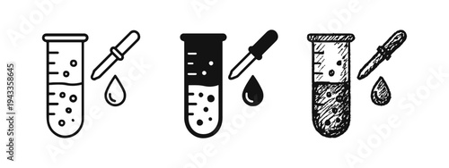 Test Tube and Dropper Medical Lab Chemistry Icons