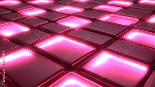 Illuminated Digital Grid with Pink Glowing Lights, Representing Network Technology and Data Flow.